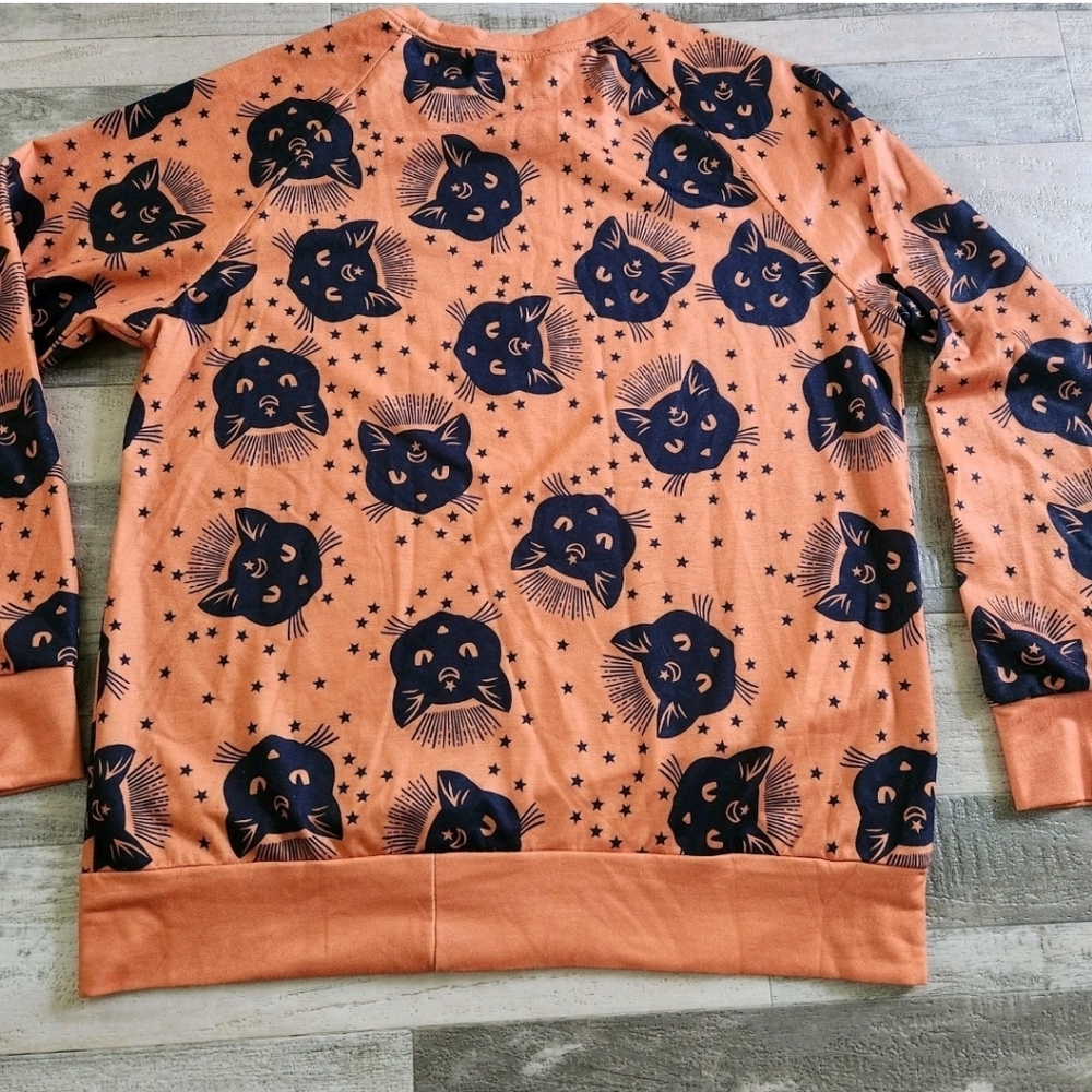 Halloween Pullover Black Cats Magic Black Cats Witchcraft Size Large Soft Cozy - Picture 12 of 16